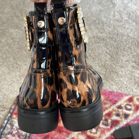 Alex Marie Leopard Print Patent Rhinestone Buckle Boot Size 7.5 - Picture 6 of 9